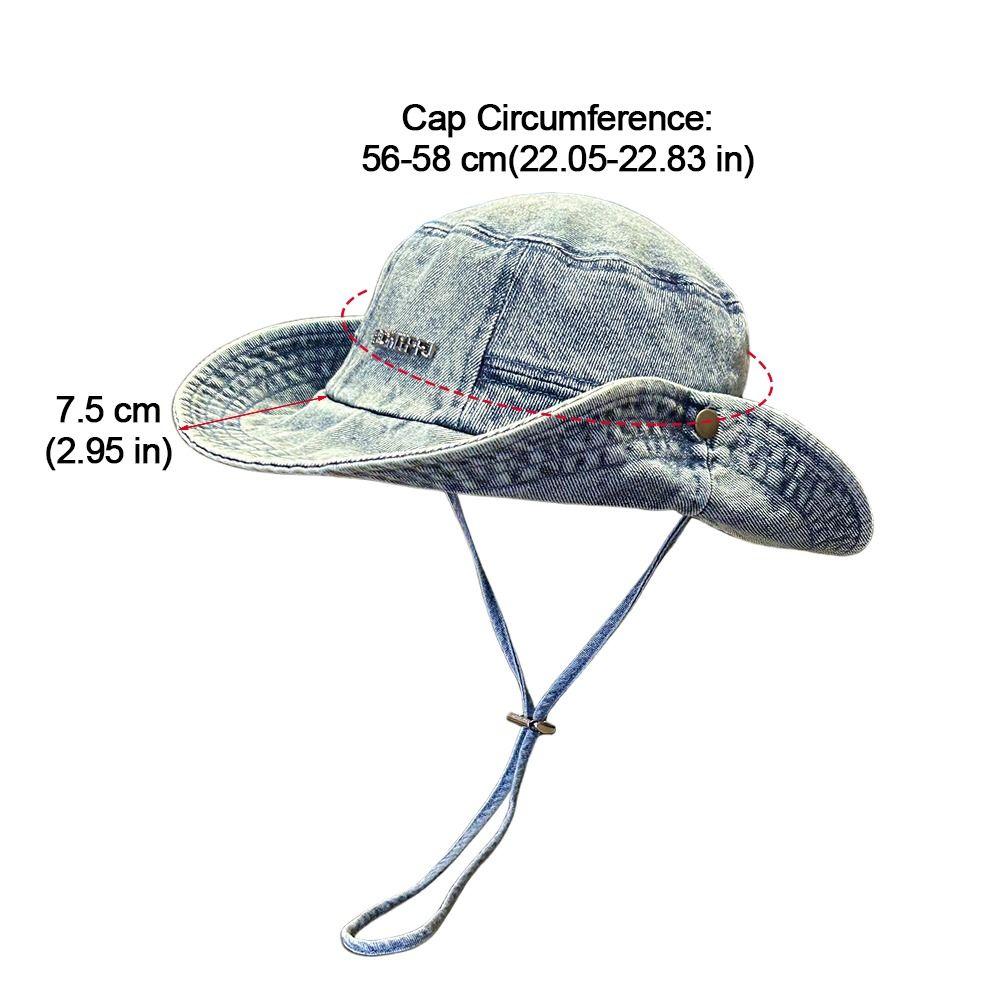 Portable Sun Protection Denim Cloth Bucket Hat Anti-UV Retro Cowboy Hat Casual Breathable Mountaineering Caps Camping Hiking