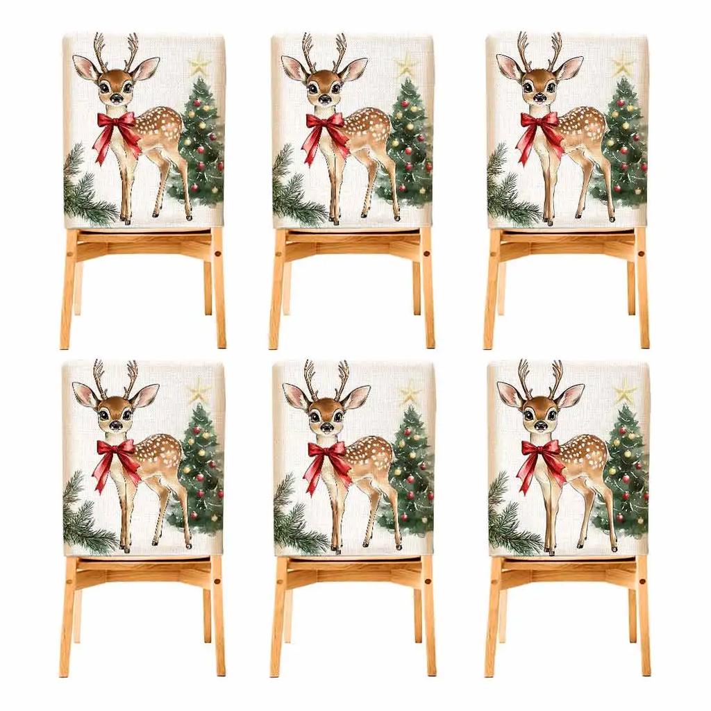 2/4/6pcs/set 45x55cm Christmas Deer Chair Cover Table Decoration Dining Seat Chair Covers Dining Room Bar Party Banquate
