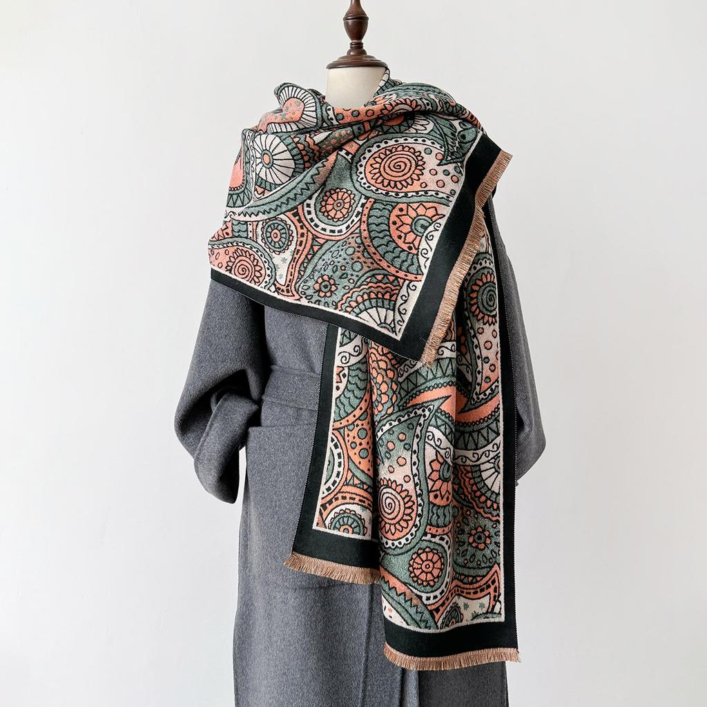 Women Autumn Winter Paisley Scarf Fashion Warm Shawl Double-sided Thick Scarves Bandana Shawl Neckerchief Cloak Foulard Femme