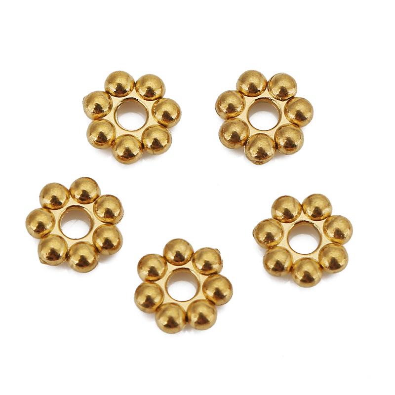 

18K Нержавеющая сталь Снежинка Шайба Колпачки для бусин-ромашек и Разделители для DIY ювелирных изделий 5mm