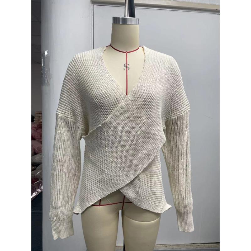 Podzimní a zimní móda Dámský svetr Křížově pletený sekční svetr