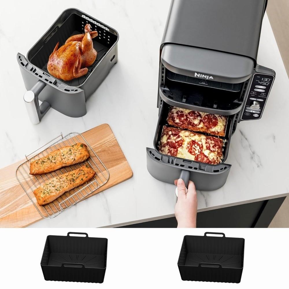 Silicone Air Fryer Liners with Handle Non-stick Airfryer Baking Pan Heat Resistant with Breathable Hole for Ninjia SL400/SL401