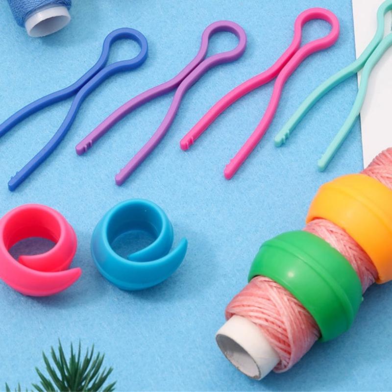 142Pcs Thread Spool Huggers Thread Spool Savers, Thread Spool Holders Clip Bobbin Clamps, Sewing Embroidery Accessories