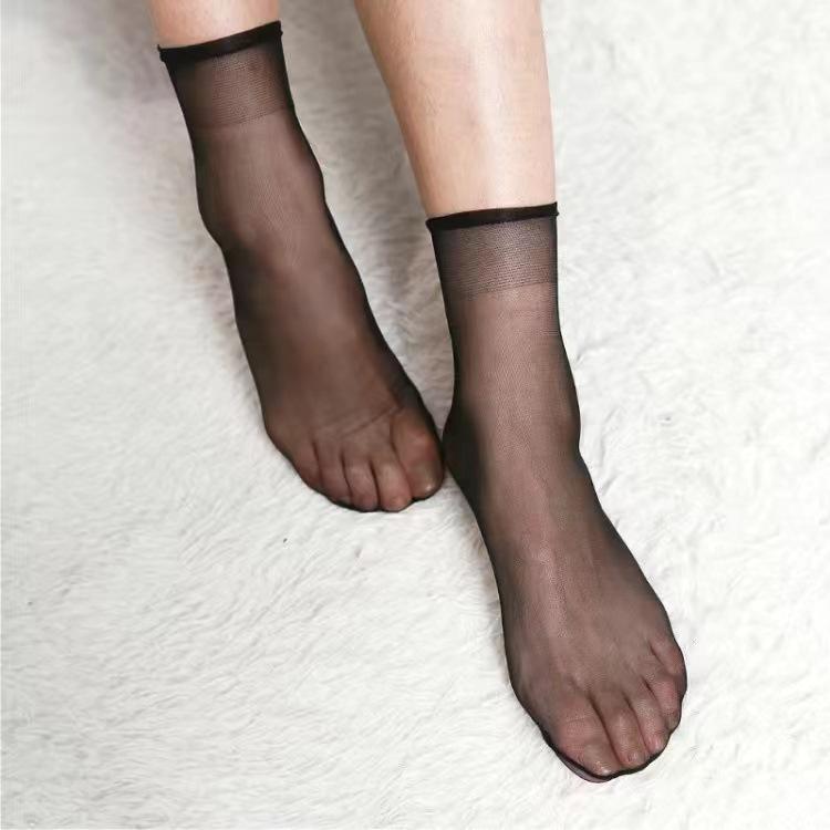 5Pairs Skin Color Ultrathin Women Socks Summer Transparent Crystal Silk Socks Sexy Elastic Short Ankle Invisible Socks