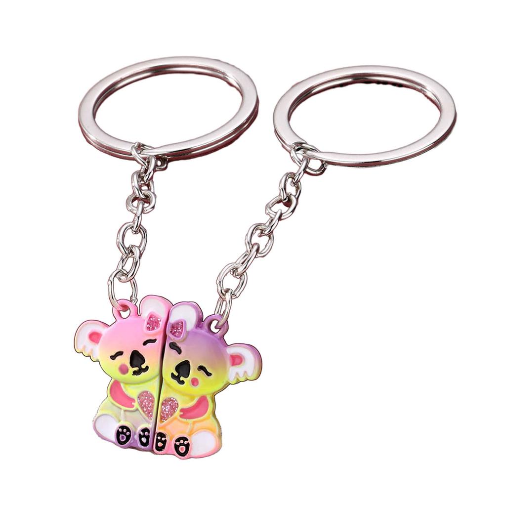 2 Pieces Cute Animal Keychain Set Magnetic Keychains Alloy Material Fashion Bag Pendant Trendy Bag Charm for Kids Girls