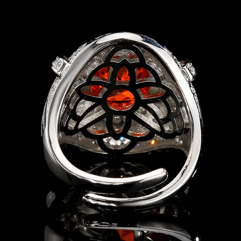 Jewelry Ring Full Diamond Inlaid Red Yellow Purple Diamond Color Treasure High Sense Light Luxury Women'S Jewelry