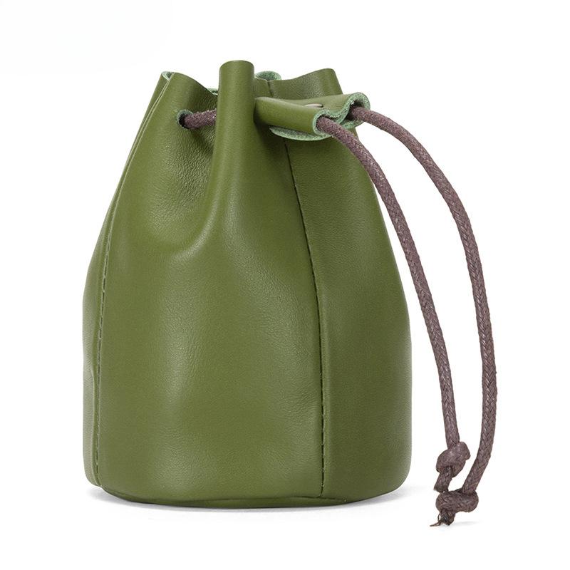 Small Wallet Mini Small Bag Drawstring Loose Change Storage Bag Wallet Genuine Leather Mini Coin Purse