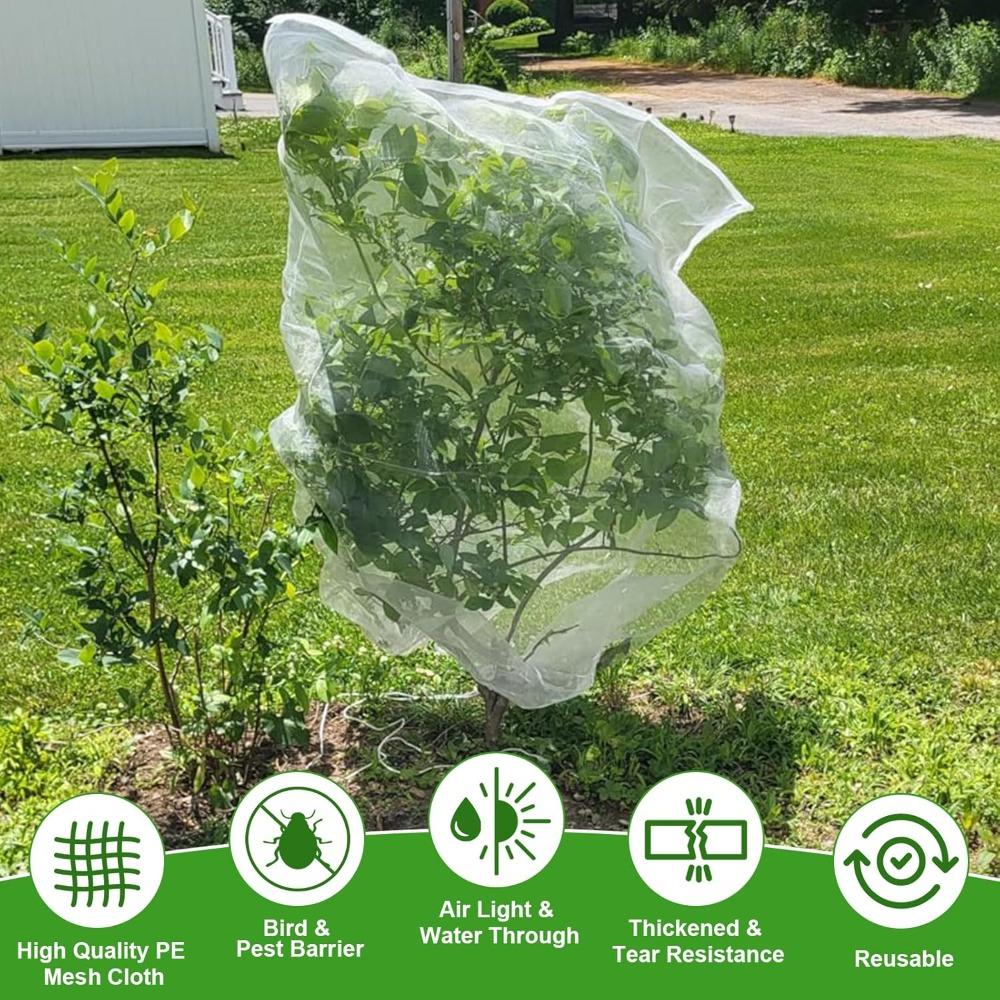 Plant Protection Bag Garden Netting with Drawstring Pest Control Anti-Bird Plant Cover Mesh Fruit Protection Cover Netting Mesh