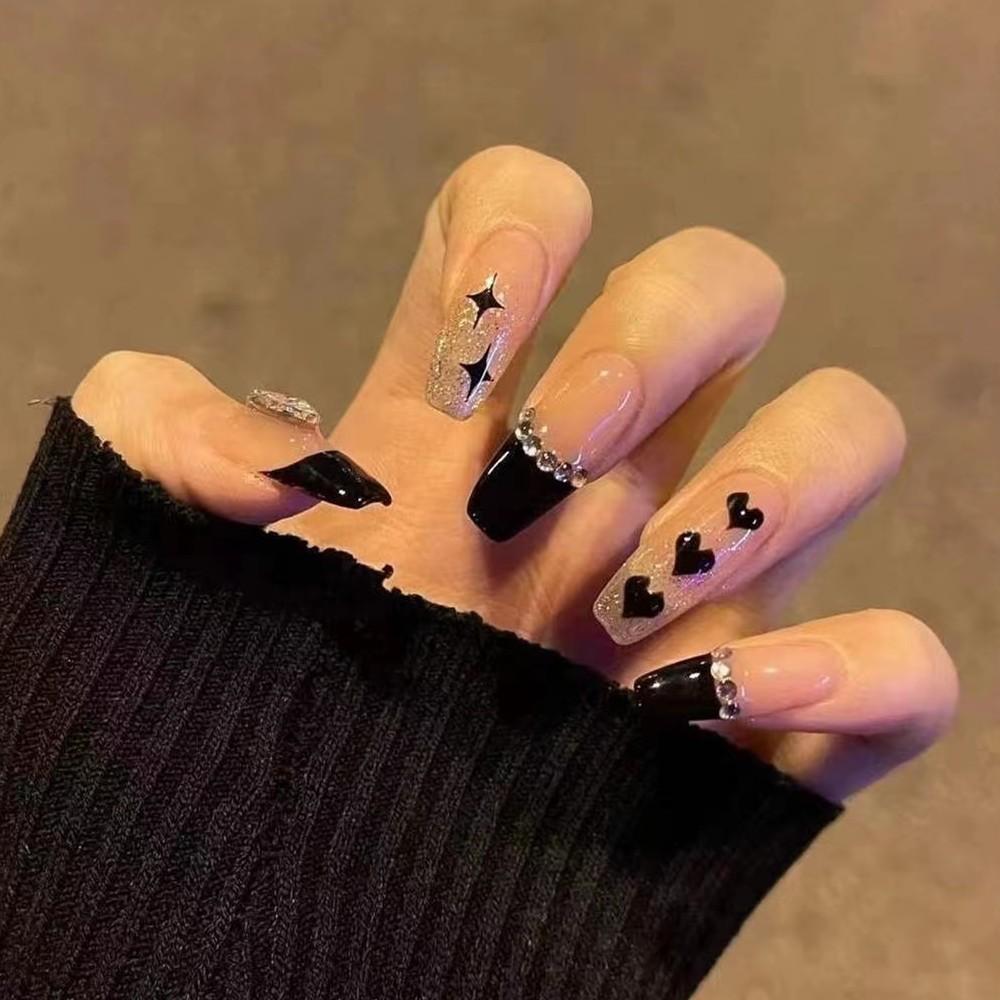 24Pcs Gradient Long Ballet Press On Nails With Glue Full Cover Acrylic False Nails Artificial Manicure Tips