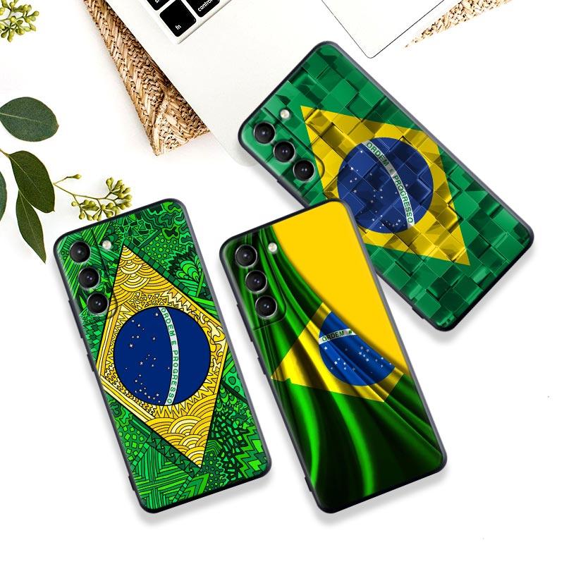 Brazil Flag Silicone Case For Samsung S23 Ultra S24 5G S21 S20 FE Back Cover Galaxy S22 s23 S24 S10 Plus Case Brazilian Football