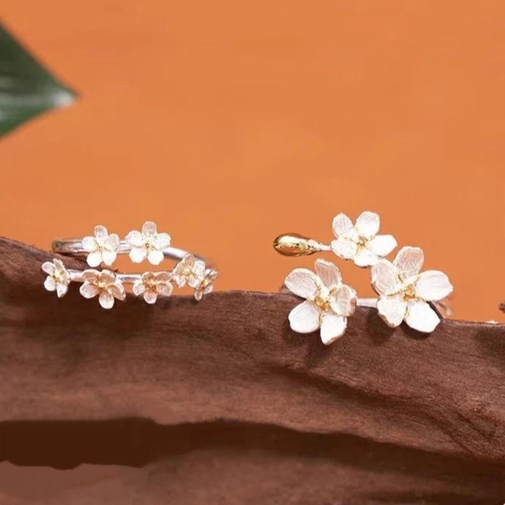 Elegant Flower Opening Rings Delicate Design Women Jewelry Ins Adjustable Rings Jewelry