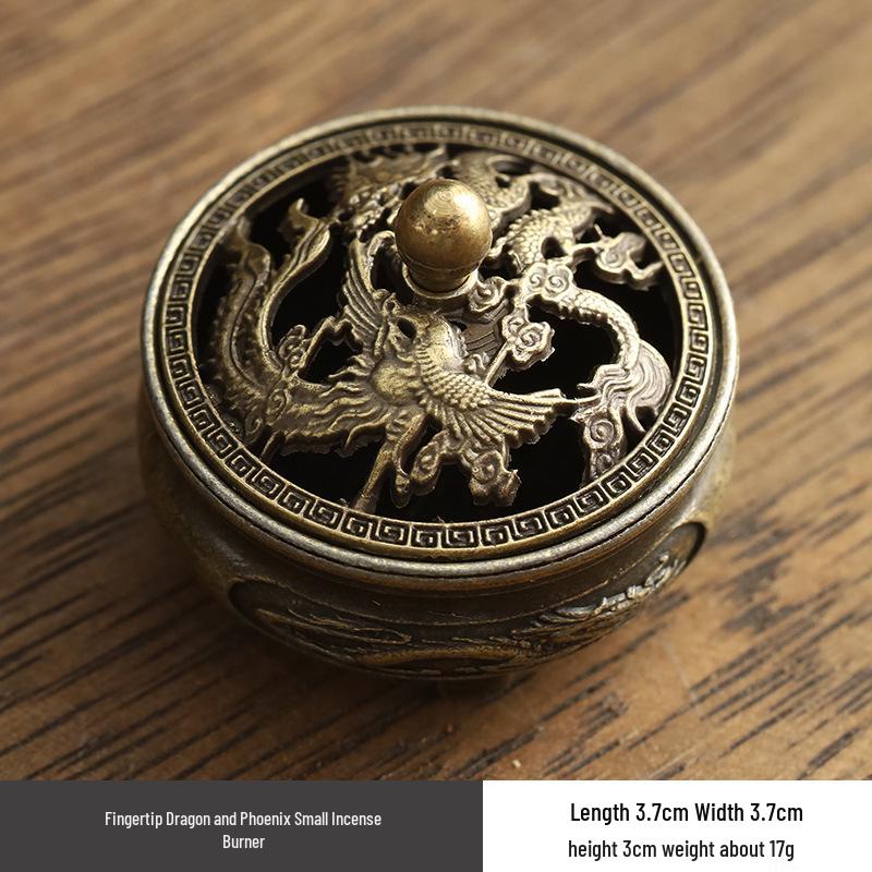 Chinese Style Crane Copper Alloy Incense Burner - Auspicious Cloud Design, Creative Sandalwood Holder Ornament for Home