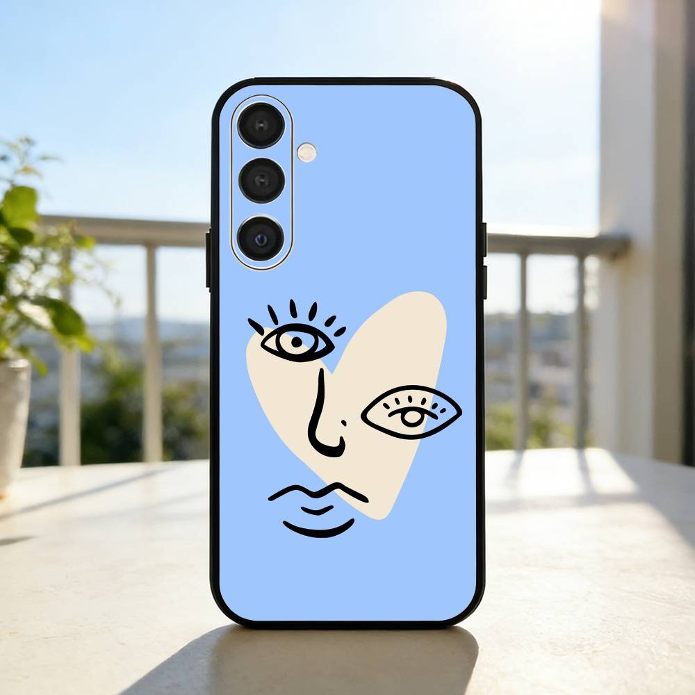 P-Picasso Abstract Art Painting Phone Case For Samsung A73,A21s,A22,A31,A32,A52,A53,A71,A80,Soft Black Shell