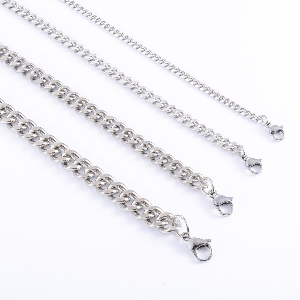 Men's Chunky Stainless Steel Miami Cuban Chain Bracelet Punk Wristband Silver Color Bangle Jewelry Accessory for Foot Hand Chain