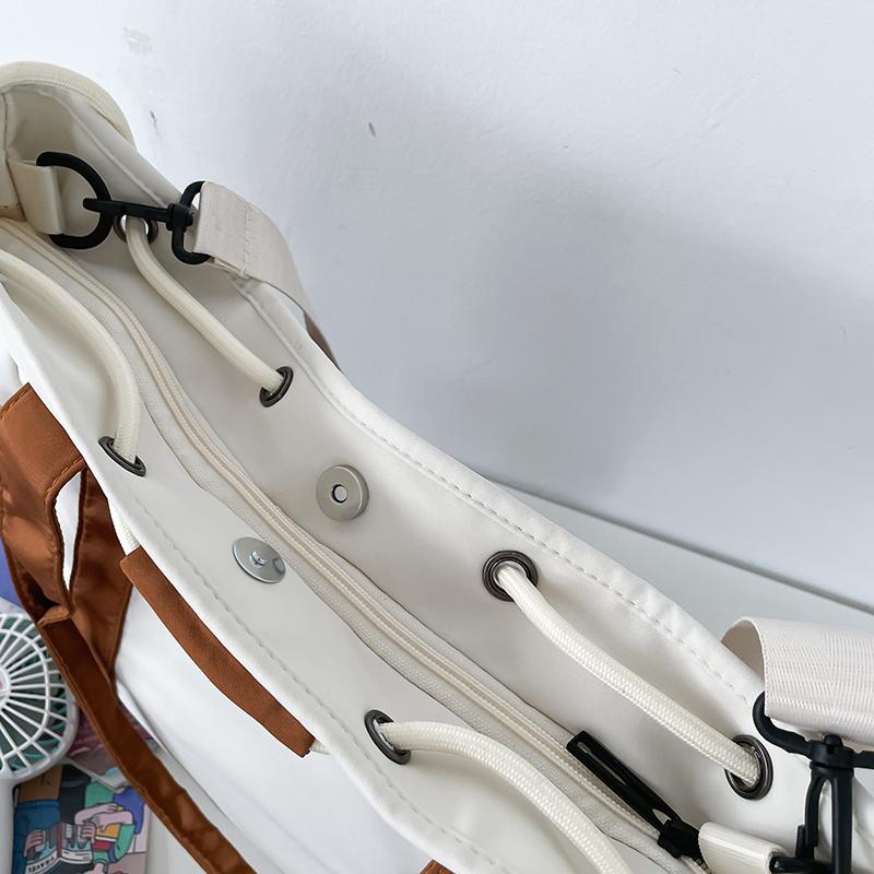 Öğrenci Kitap Çantası Büyük Kapasiteli Kontrast Renkli Çanta Banliyö Omuz Çantası Crossbody Çanta