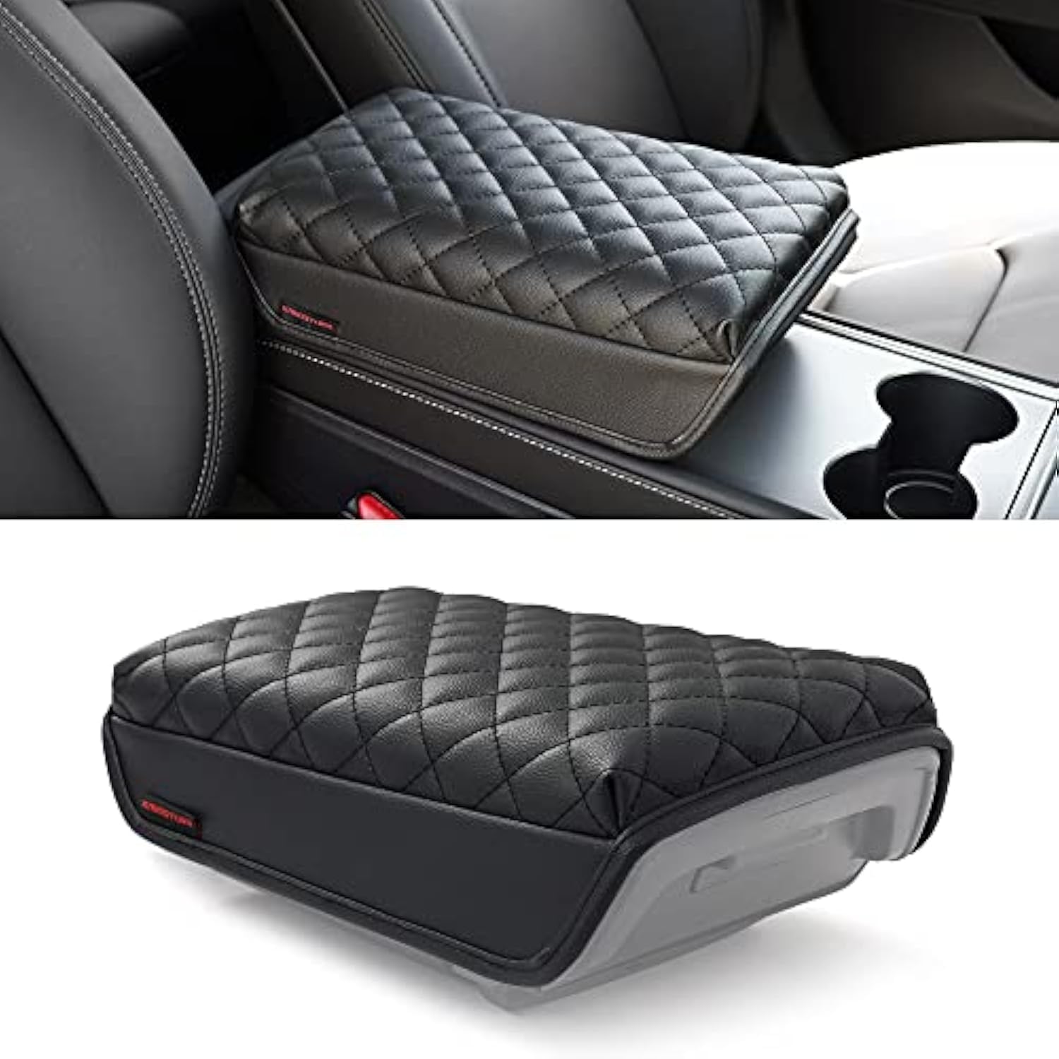 

Car Center Console Cover Leather Armrest Cushion Console Protector Arm Storage Box Mat For Tesla ModelY 3 2016 - 2025 чёрный