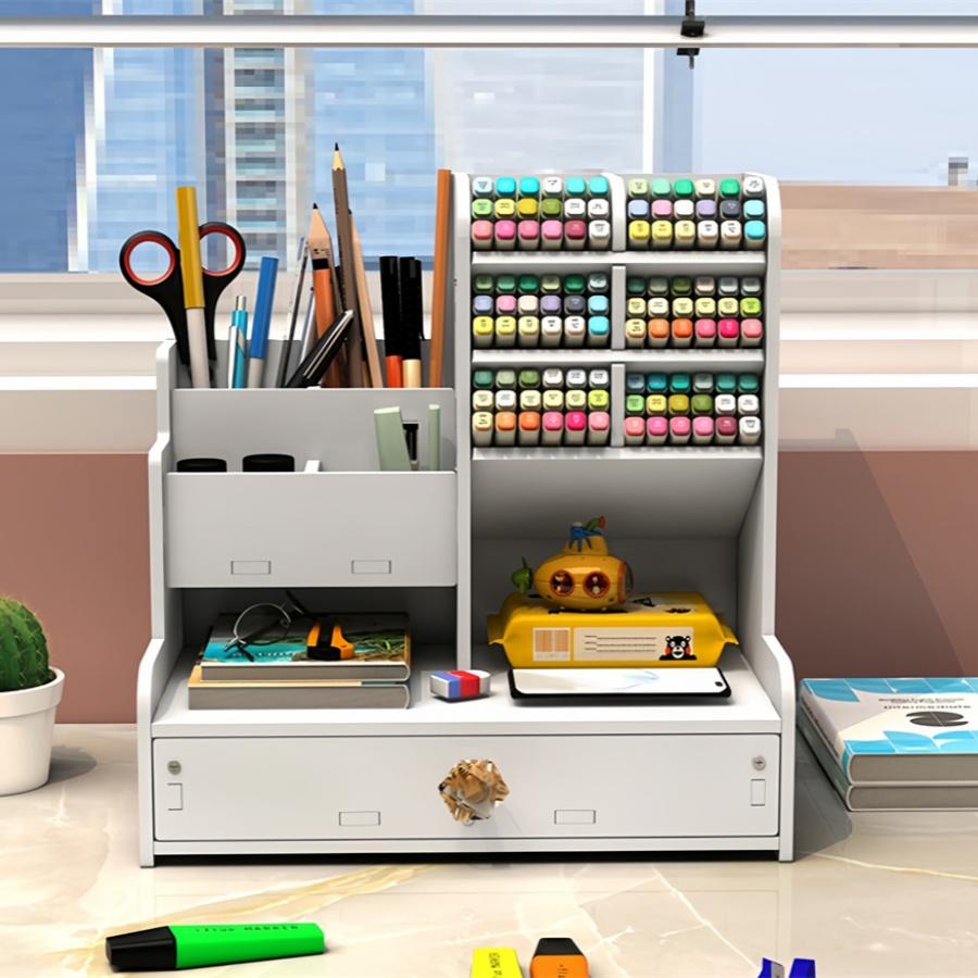 Diy Space-saving Large-capacity Pen Holder Office Supplies Storage Stationery Box Student School Supplies Storage Dormitory Use