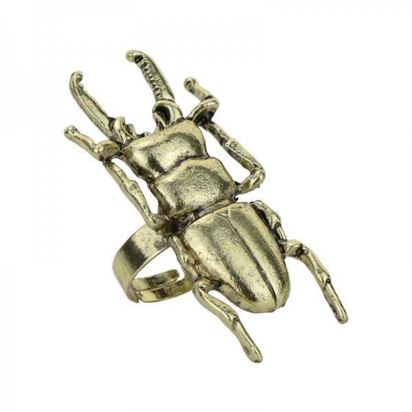 Vintage Opening Insect Ring for Men Women Exaggerated Big Animal Beetle Cicada Adjustable Finger Ring Punk Hip-hop Daily Jewelry