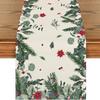 Festive Snowman Christmas Tree Table Runner Home Kitchen Dining Tablecloth for Party Decoration