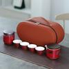 High-end Outdoor Portable Travel Tea Set, Household One Pot, Four Cups with Bamboo Tea Tray, a Complete Set of Commemorative Gifts