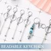 Portable 12 Pcs Beadable Keychain Charm Set Sturdy Alloy Blanks Beading Keyring Accessories for Craft Suppplies Jewelry