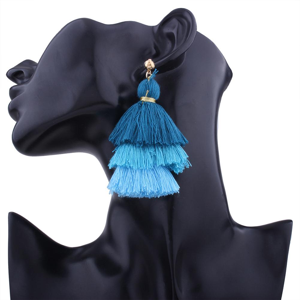 Bohemian Multilayer Tassel Earrings 3 Layered Colorful Fringe Dangle Drop Earrings Women Jewelry