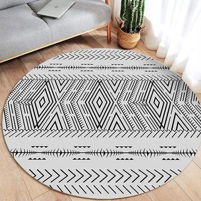 Retro Mandala Round Carpets Living Room Sofa Coffee Table Rug Simplicity Decoration Bedroom Mat Kitchen Bathroom Non-slip Rugs