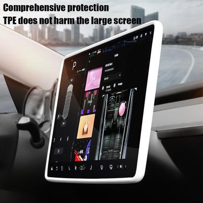 Pour Tesla Model 3/Y, couvercle d'écran de navigation de contrôle central, accessoires de protection, cadre de modification en silicone pour voiture H4J9
