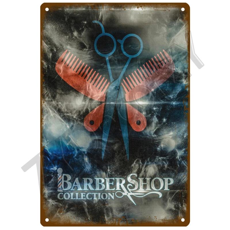Vintage BARBER SHOP Metal Sign Poster Cafe Bar Pub Tin Sign Plaque Retro Haircut and Shave Beard Iron Plates Printing Home Decor