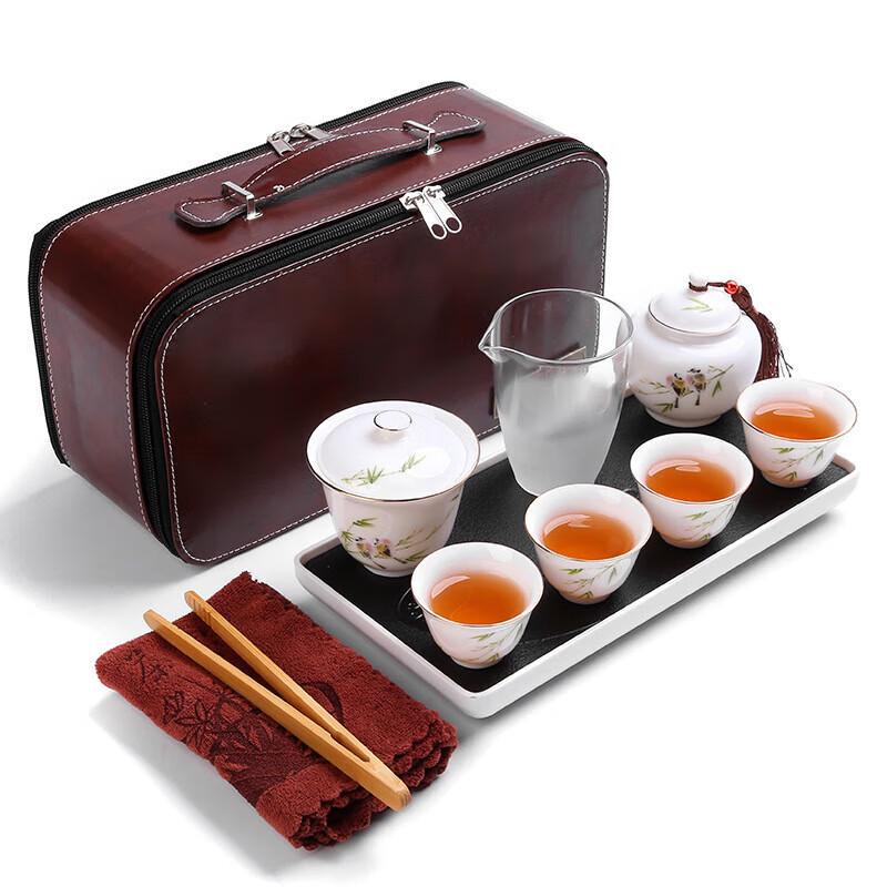 Chaxun Portable Ceramic Kung Fu Tea Set - Mutton Fat Jade Porcelain