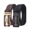 2025 Men's Leather Belt, Automatic Buckle, Crocodile Pattern, Business Casual, Cowhide Waist Belt for Middle-Aged and Elderly.
