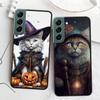 Halloween Magic Cat Phone Case For Samsung Galaxy S22 S25 Ultra S21 S10 Plus S26 Edge S20 S23 S24 FE Cover Silicone Soft TPU