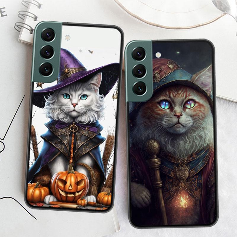 Halloween Magic Cat Phone Case For Samsung Galaxy S22 S25 Ultra S21 S10 Plus S26 Edge S20 S23 S24 FE Cover Silicone Soft TPU
