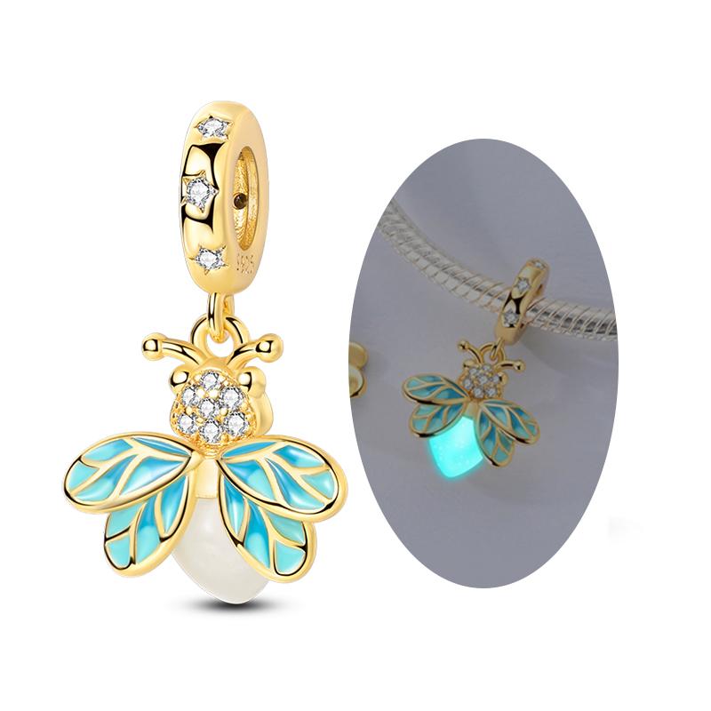 Copper Charms Beads Pendant Luminous Firefly Butterfly Charms Fit Original Bracelet Women Diy Jewelry Making Gifts