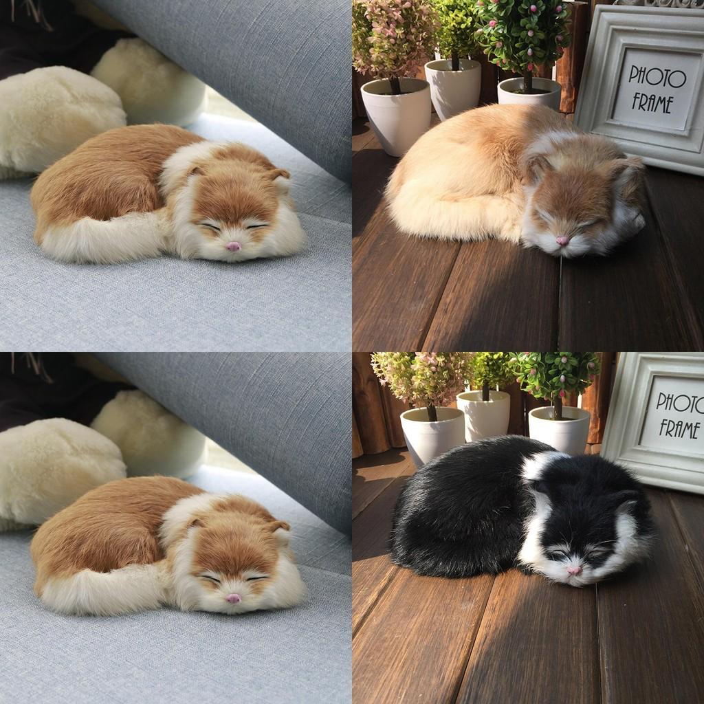 Animal Plush Cat Model With Faux Fur For Home Decor And Photography Props