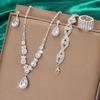 Bridal Jewelry Set: Rhinestone Zircon Teardrop Necklace, Earrings, Bracelet, Ring
