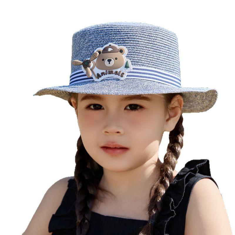 Cartoon Baby Sun Hat Cute Girl Sun Hat Travel Sun Hat Flat Edge Straw Hat Beach Hat