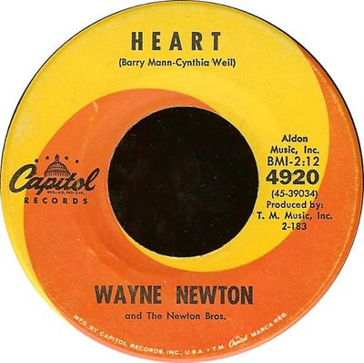 7inch Record WAYNE NEWTON & THE NEWTON BROTHERS - Heart 4920 Capitol Records 1963 Canada Folk Used