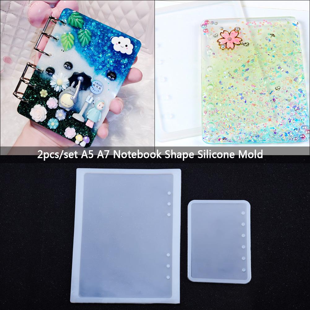 2pcs Set A5 A7 Notebook Shape Silicone Mold for Diy Epoxy Resin Crystal Notepad Cover