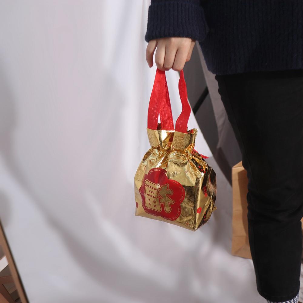 New Year Supplies Fu Character Drawstring Gift Bag Portable Foldable Candy Bag Eco-Friendly Goody Bag Jewelry Candy Storage