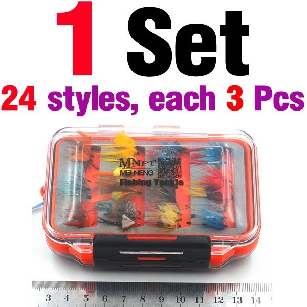 MNFT 72Pcs/Set Wet Dry Nymph Fly Fishing Lure Set Artificial Lnsect Bait Trout Fly Fishing Hooks Tackle With Waterproof Case Box
