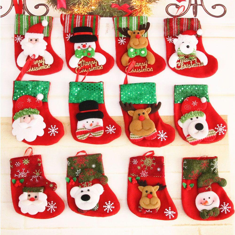 Lovely Hanging Socks New Year Decoration Candy Bag Christmas Ornament Xmas Tree Decor Stockings