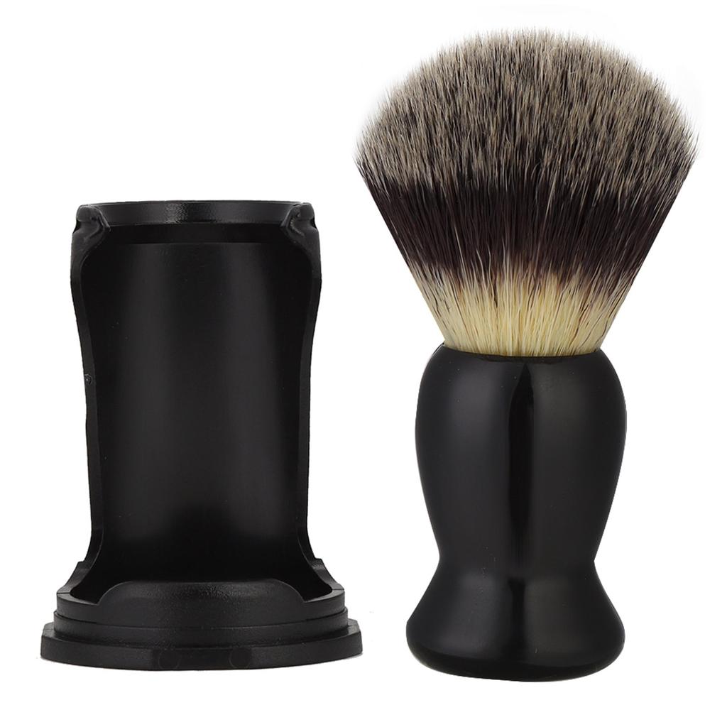 Black Acrylic Shaving Brush Holder Support Beard Brush Shaving Tool (Beard Brush+Holder)