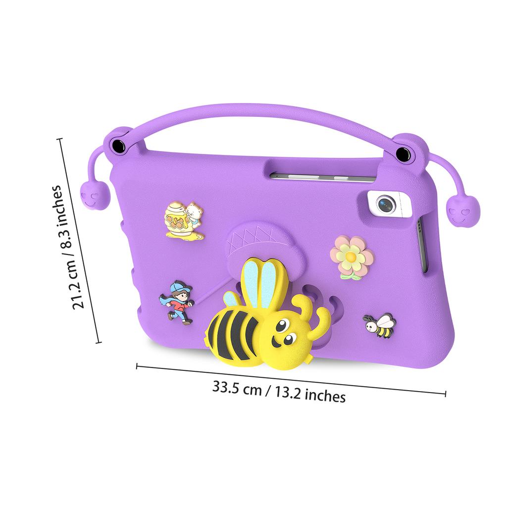 Étui antichoc pour tablette avec support en forme d'abeille mignonne, Housse de protection en mousse EVA avec poignée portable, Adapté aux enfants, Compatible avec
