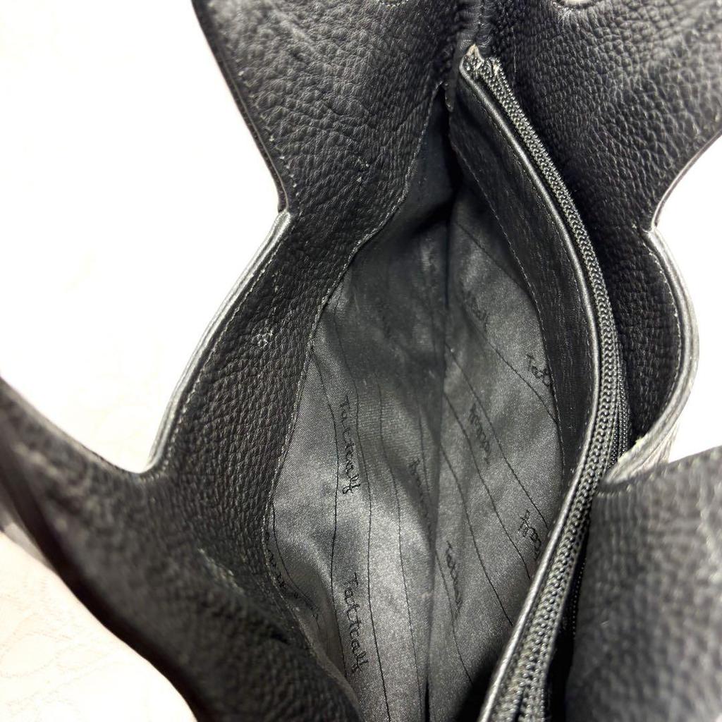 [USED] tattcalf black leather handbag, Harube