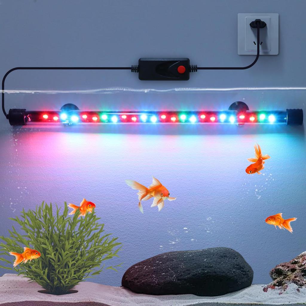 Fish Tank Lamp Waterproof IP68 Aquarium Led Light 18cm 28cm 38cm 48cm Aquarium Deko with Power Cord EU Plug 220V