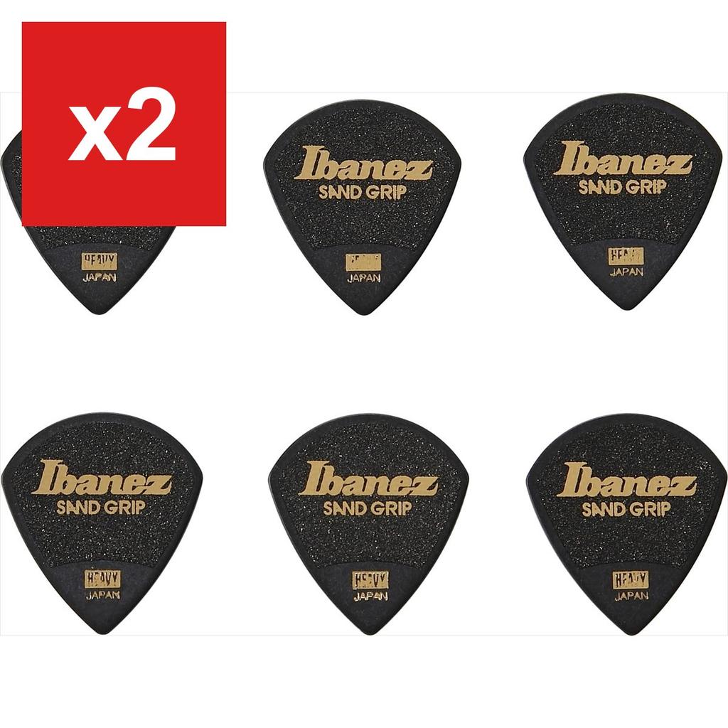 Ibanez Grip Wizard Series Sand Grip Teardrop Picks, Heavy 1.0mm, 6-Pack, Black (PPA18HSGBK)
