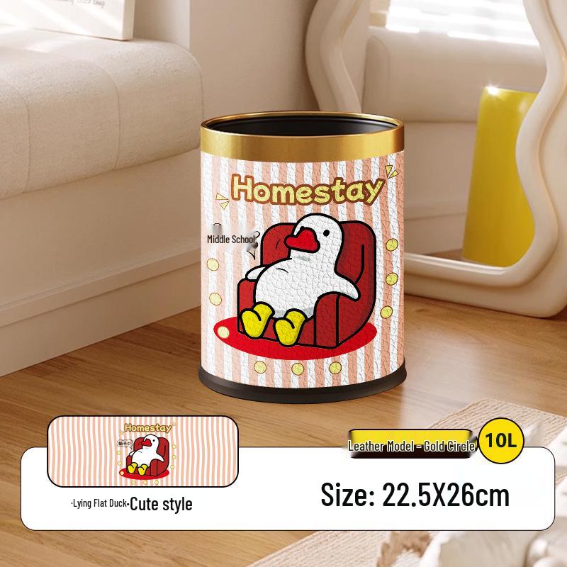 He Mu Cheng Double Layer Cartoon Stainless Steel Trash Can with Foot Pedal - Living Room & Kitchen