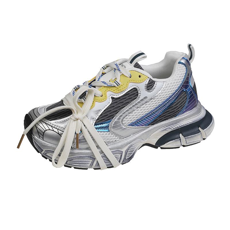 

2024 новая модель подиума грязные папины туфли женские в модных ретро старых жареных уличных кроссовках на толстой подошве для женщин. 35 синий