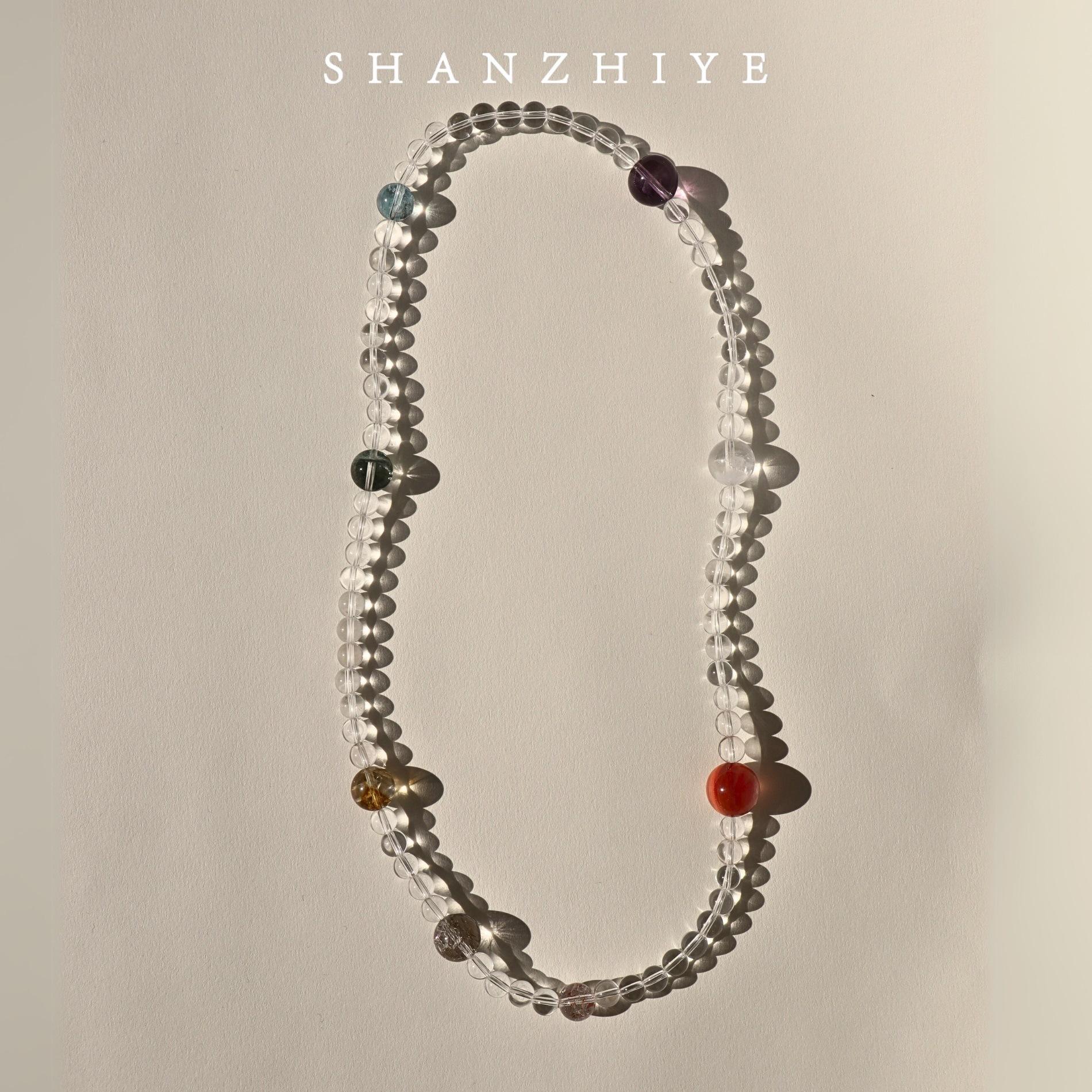 

Natural white crystal dopamine planet bracelet, aquamarine bracelet, Zhao Lusi s same style double-circle multi-bead bracelet for women Wrapping around the hand3